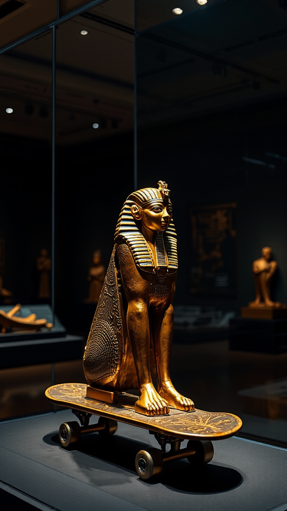 Ancient gold skateboard in