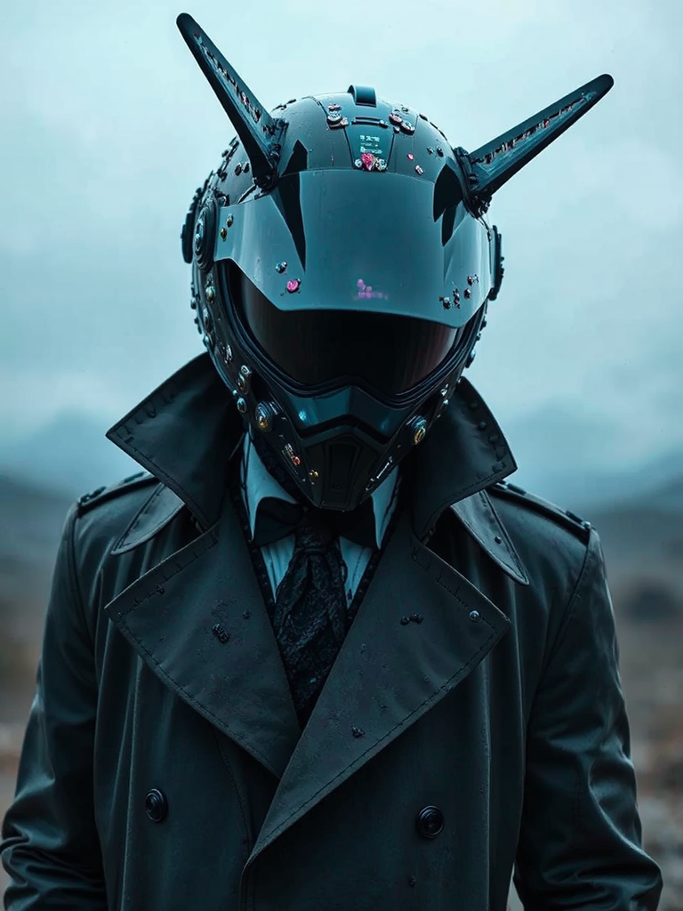 Cyberpunk figure in a