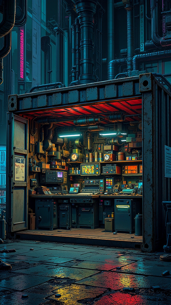 Shipping container sci-fi workshop