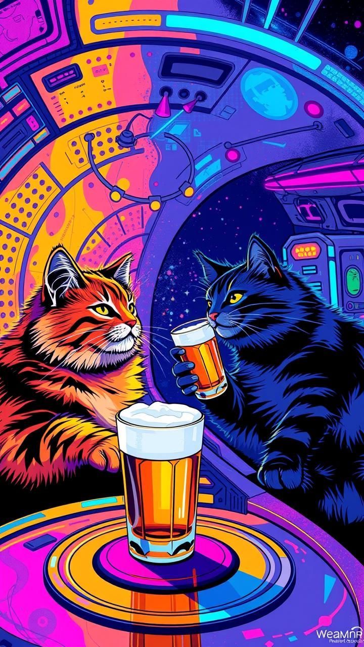 Cats Party in Neon