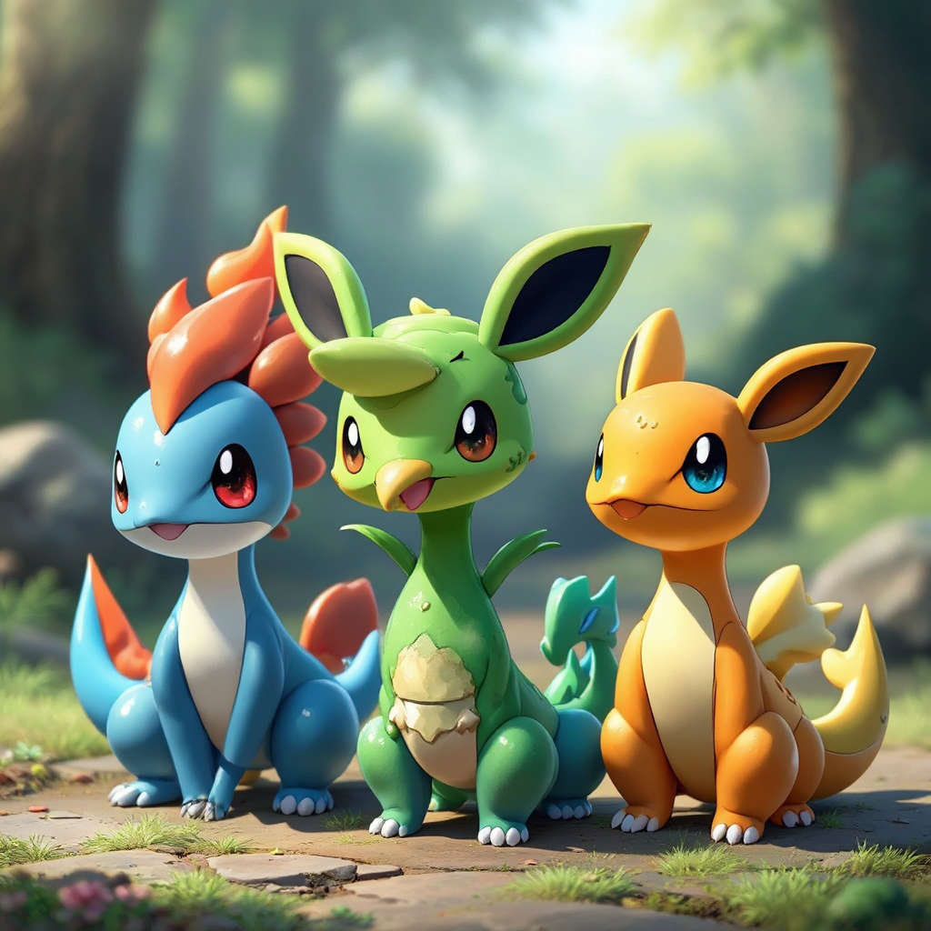 Three cute Pokémon starting