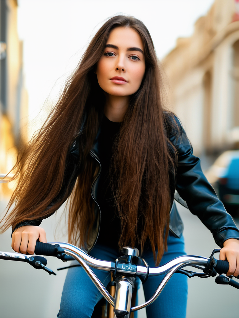 Woman on bike in