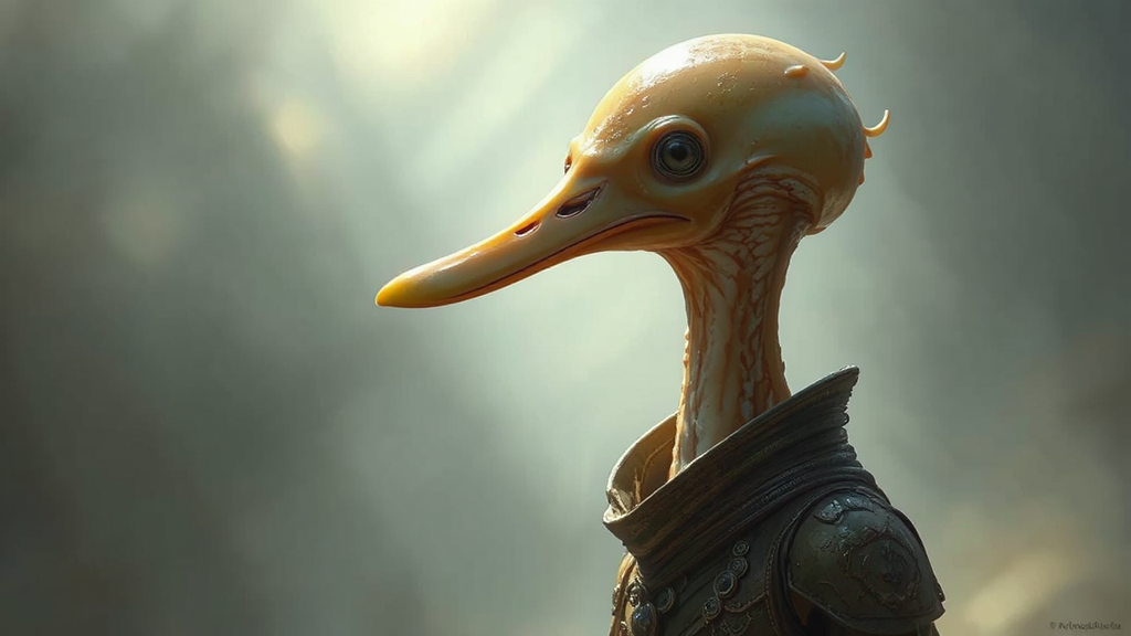 Squid-duck hybrid in photorealistic