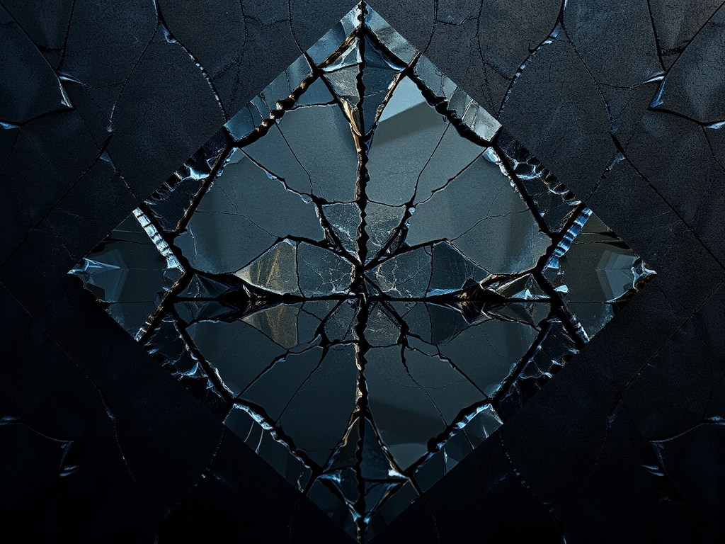 Broken diamond pattern reflection.