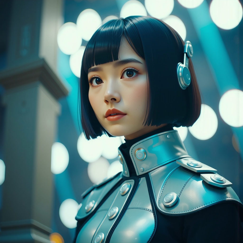 Atompunk girl in hyper-detailed