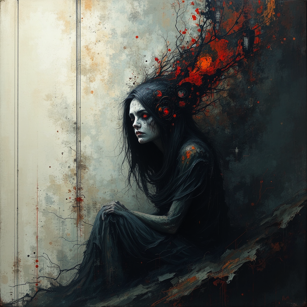 Abstract figure in despair.