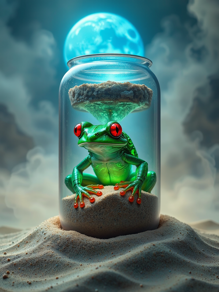 Emerald frog in a
