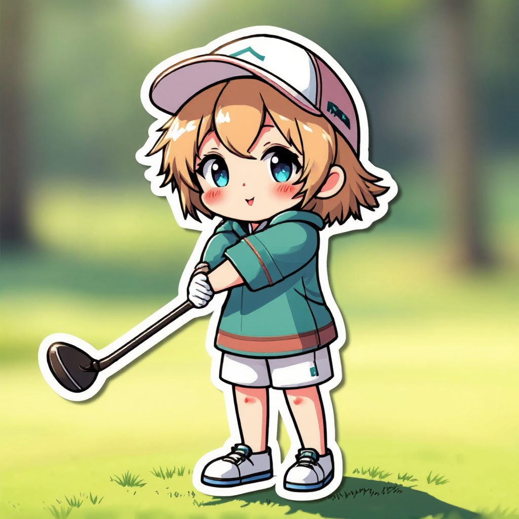 Chibi anime golf player
