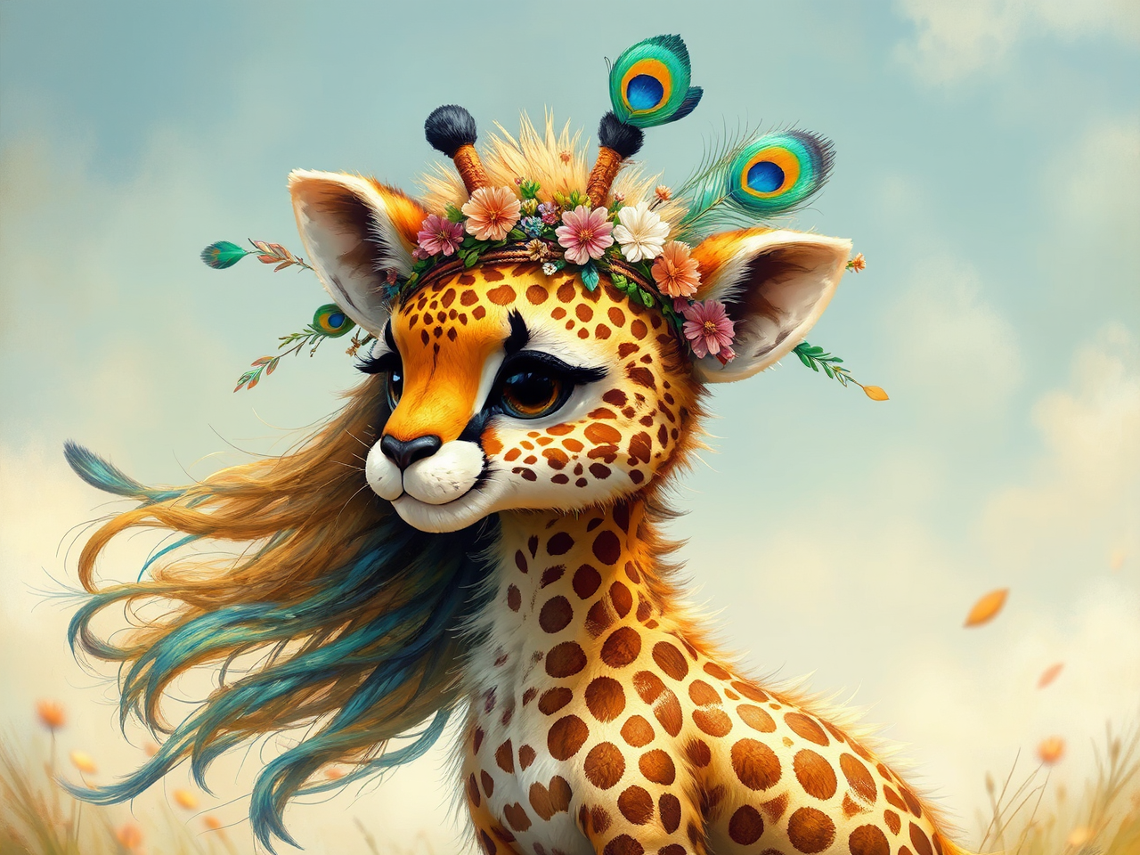 Giraffe-cheetah hybrid animal in