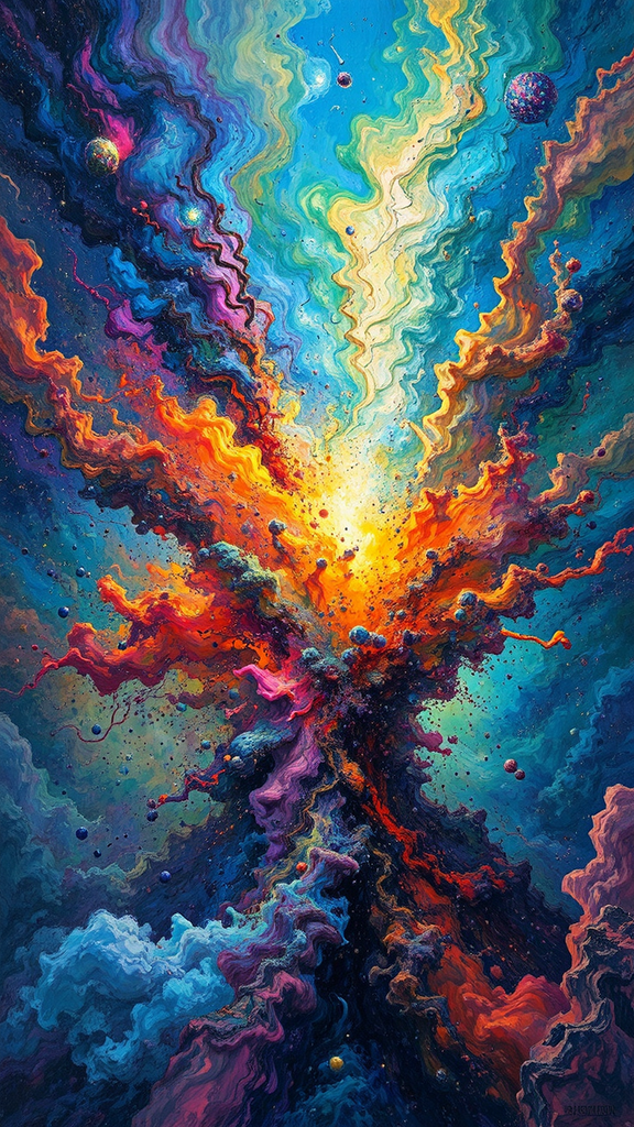 Multicolored nebula explosion artwork.