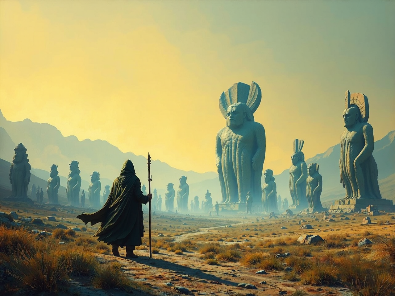 Cloaked man walks through
