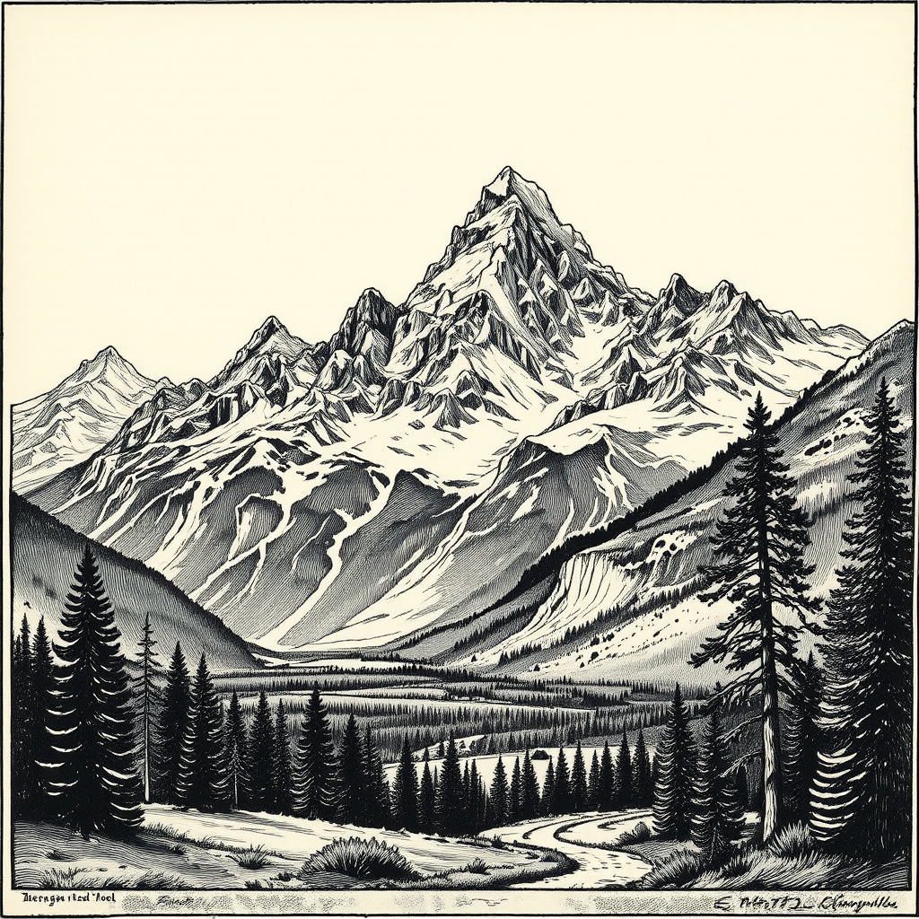Drawing of Grand Teton
