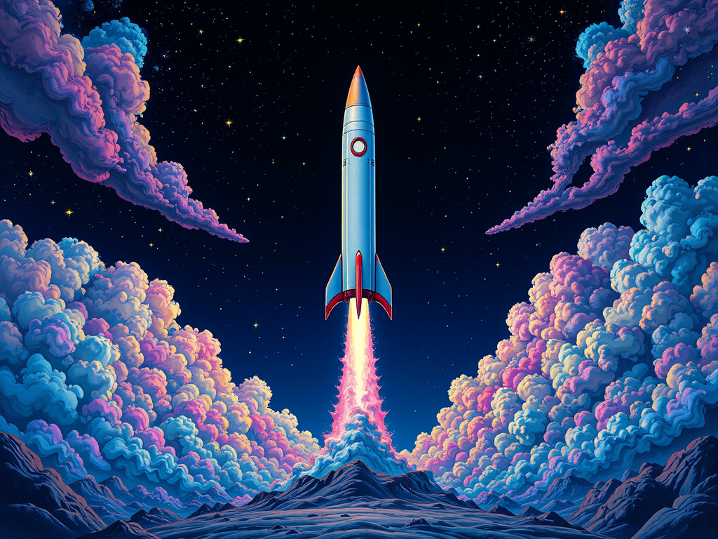 Vertical space rocket in
