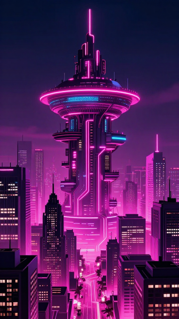 neon cyberpynk alien city,