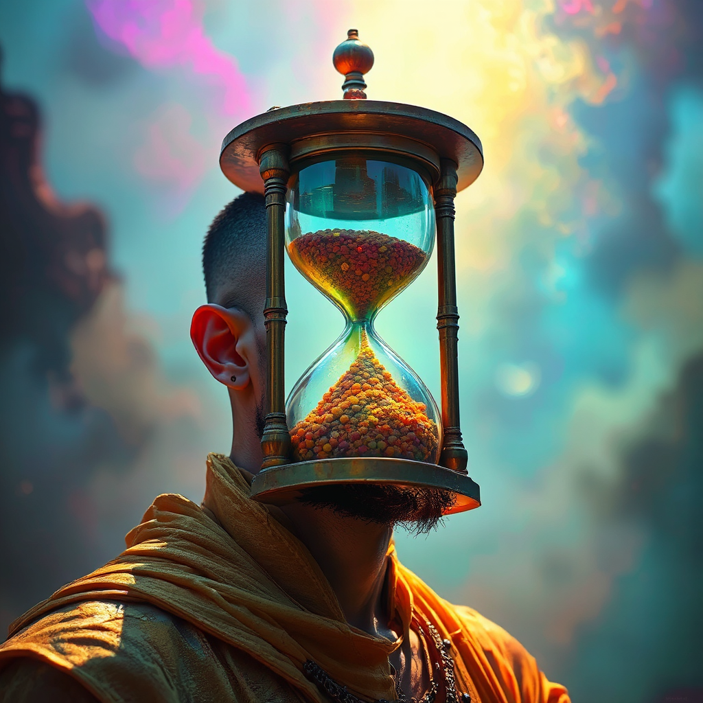 Man with hourglass for