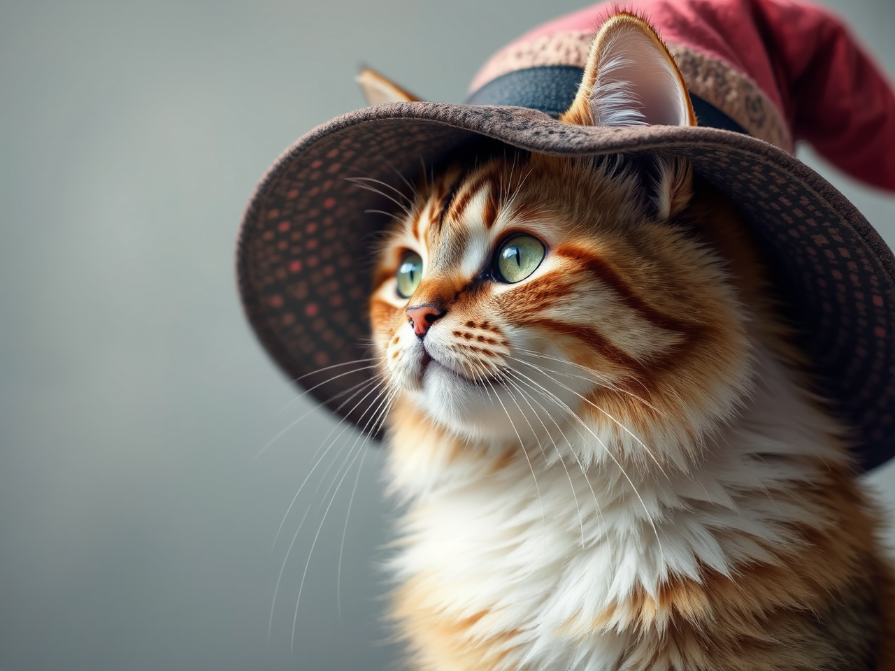 Cat wearing a small