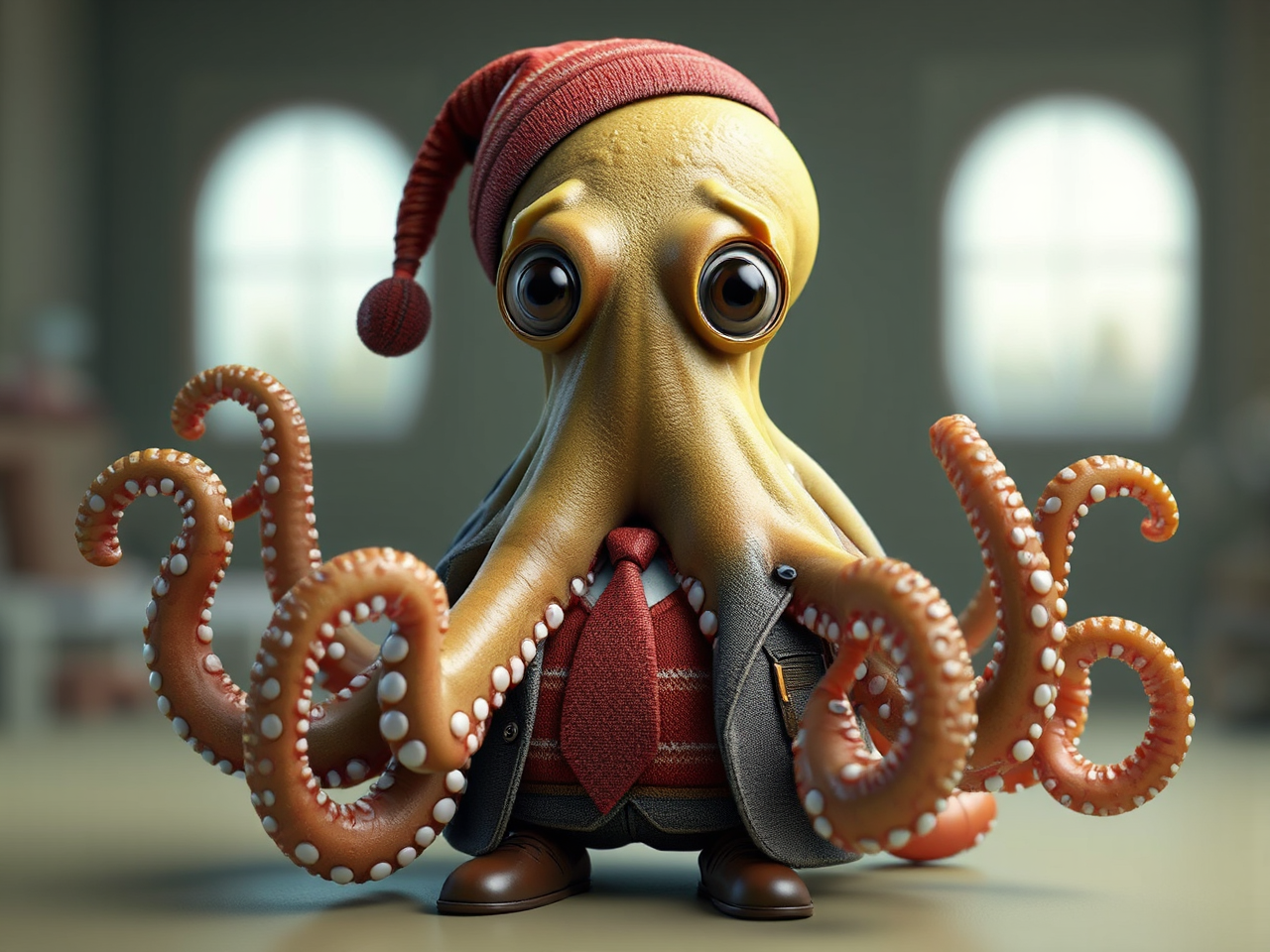 Octopus in human attire