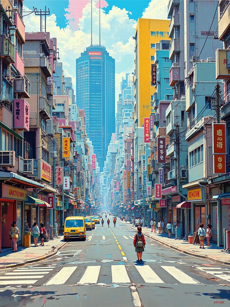Futuristic Japanese city in