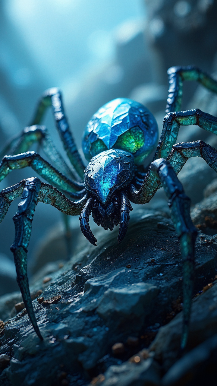 Spider made of labradorite