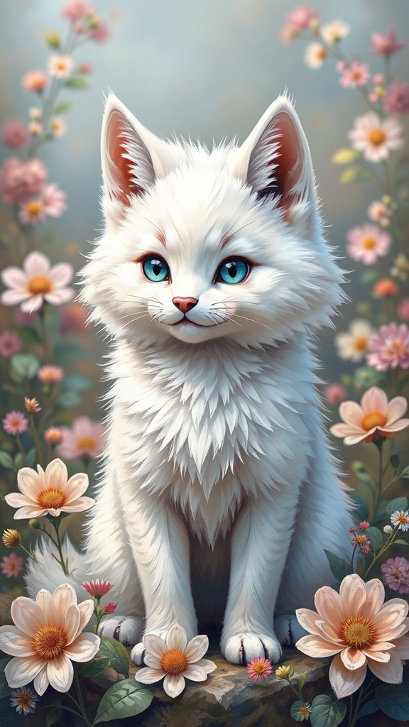 Cute cartoon cat-wolf with