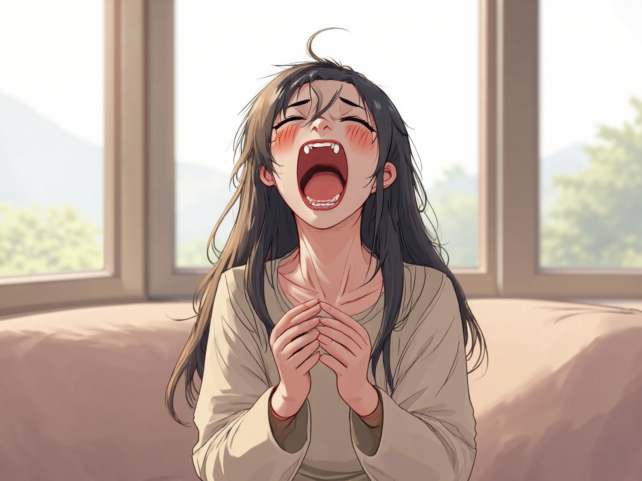 Person yawning.