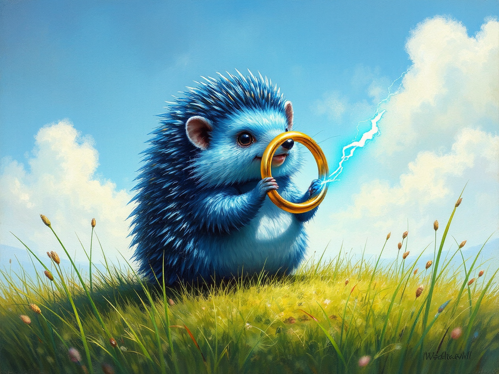 Cute blue hedgehog in
