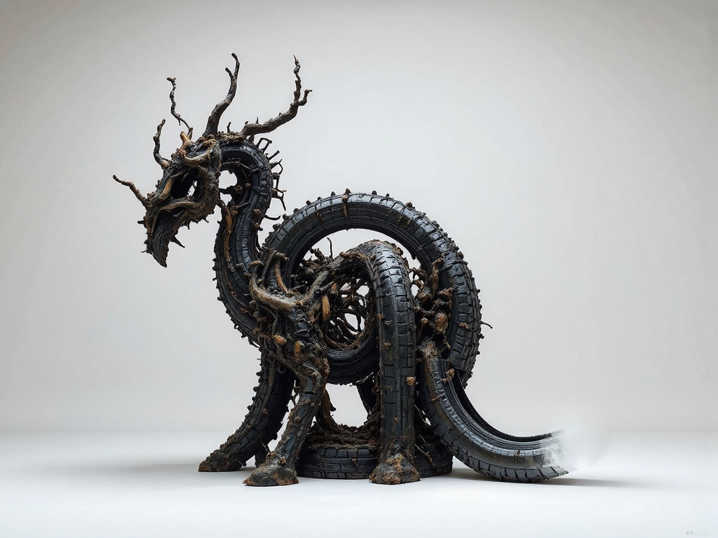 Mixed media abstract sculpture.