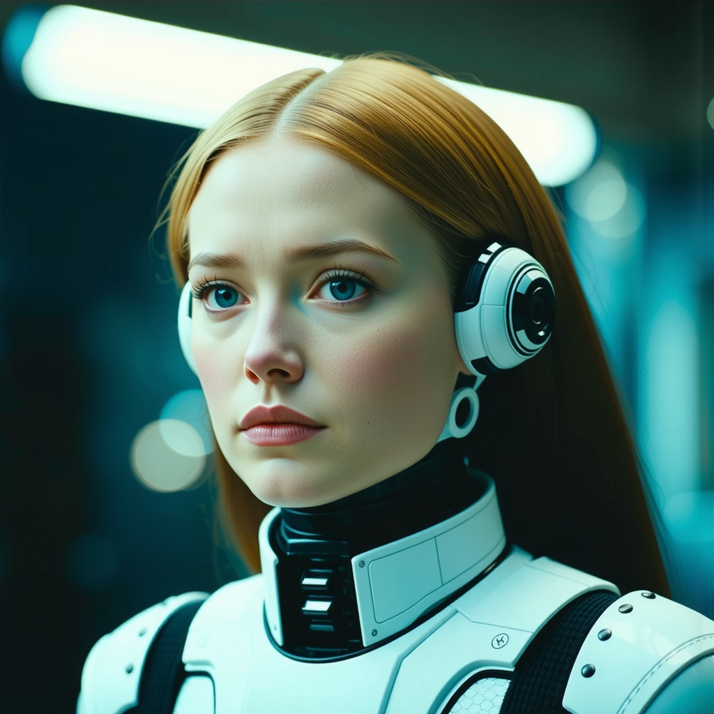 Female robot in intricate