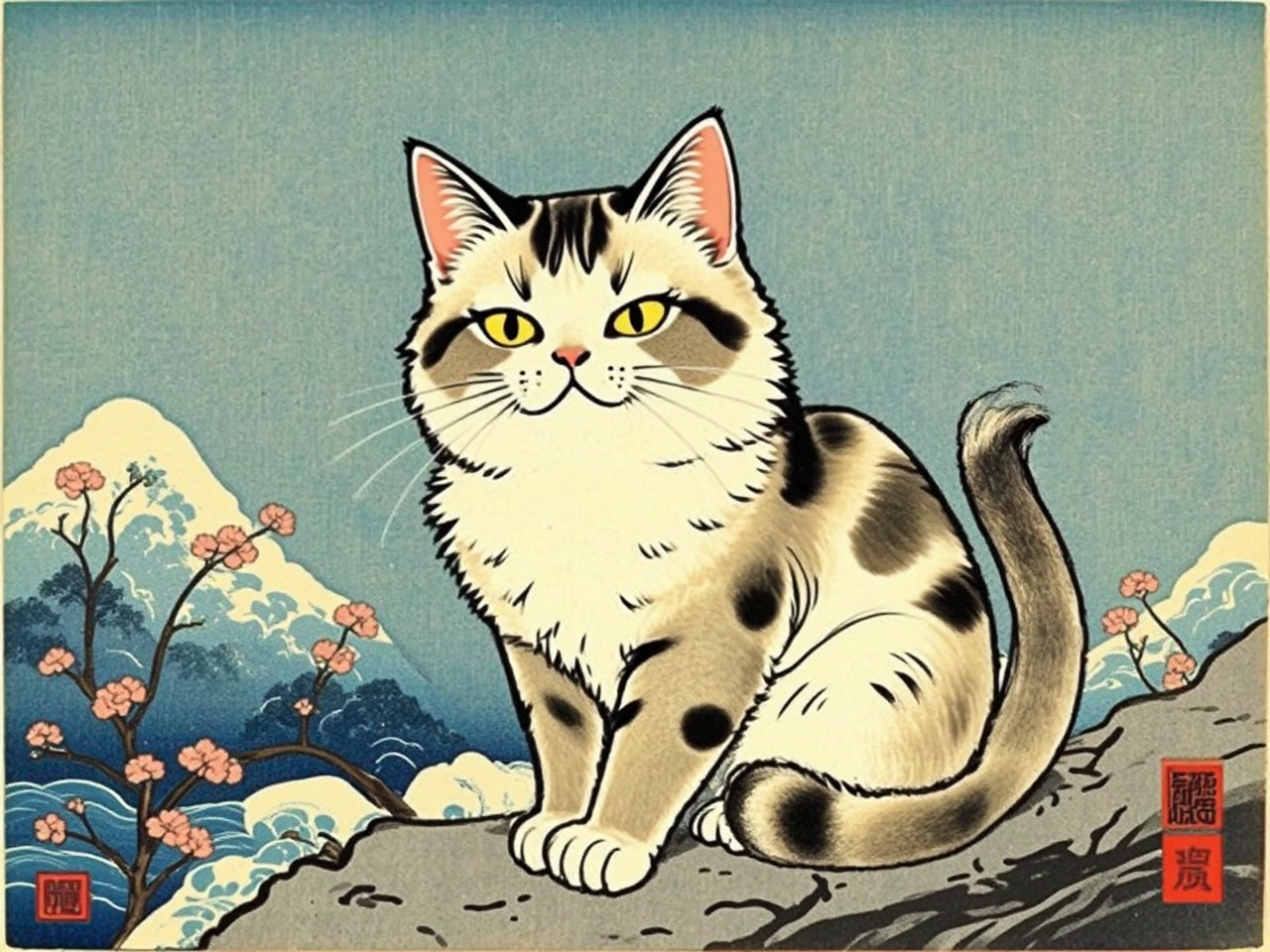 Japanese cat in traditional