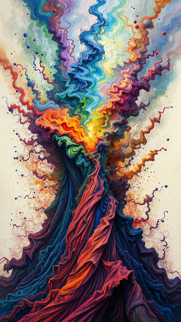 Multicolored swirling nebula art