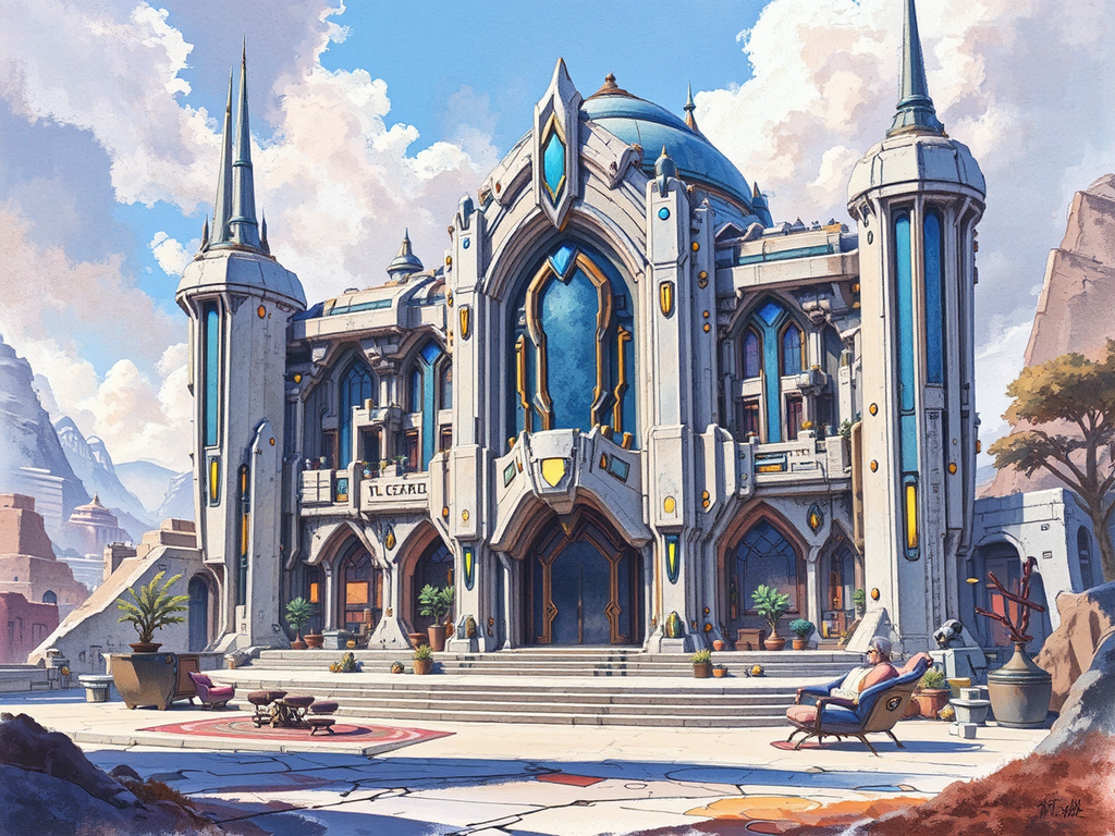 Futuristic Protoss building in