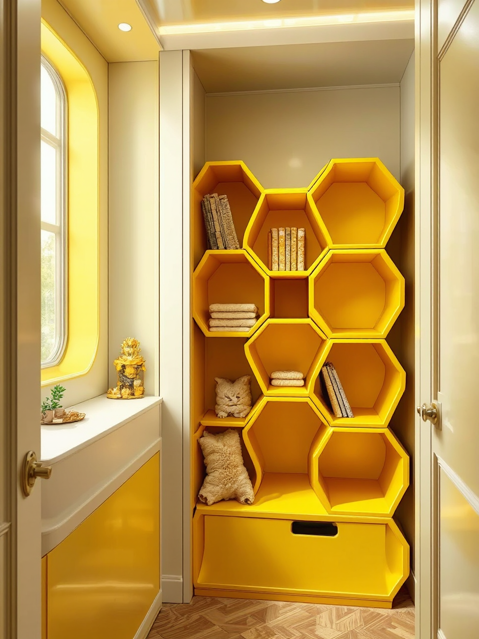 Cute yellow honeycomb cubby