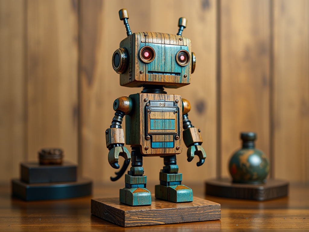 Wooden toy robot with