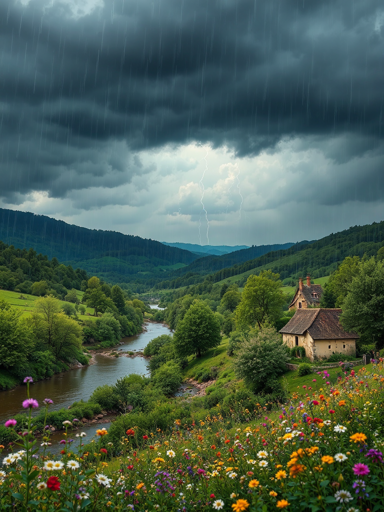 Typical Dordogne landscape with