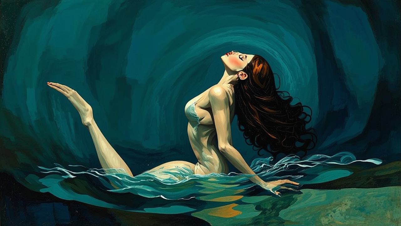 Two women diving into
