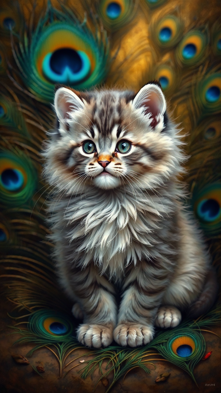Lion-tiger hybrid kitten with