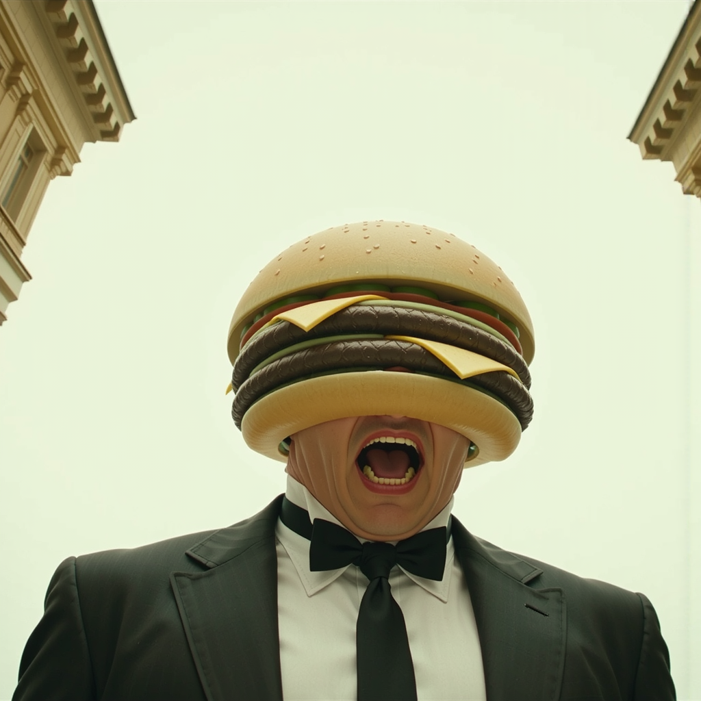 Man in suit eating