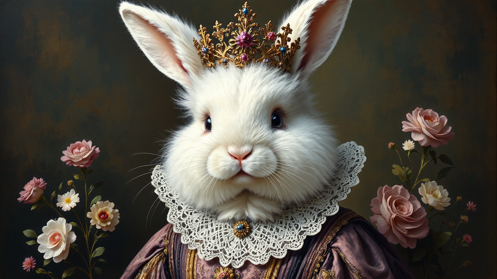 Fluffy white rabbit in