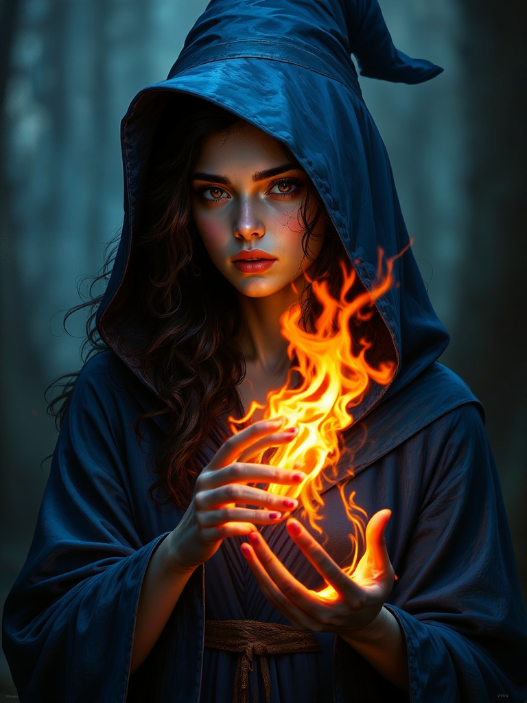 Witch casts a fire