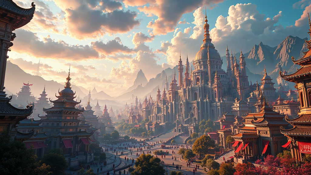 Imperial cityscape at midday.