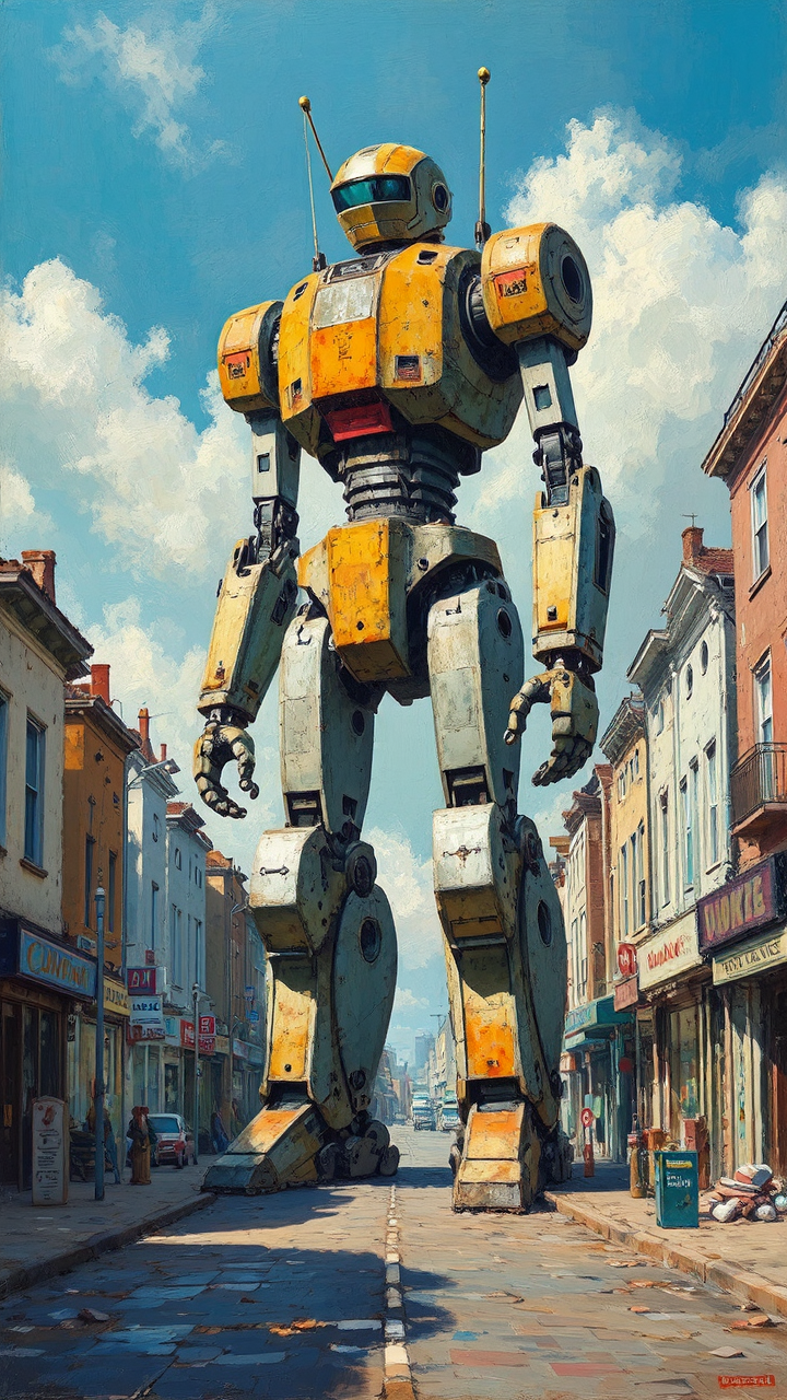 Giant robot stands in