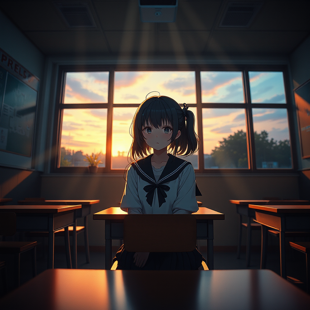 A schoolgirl in a