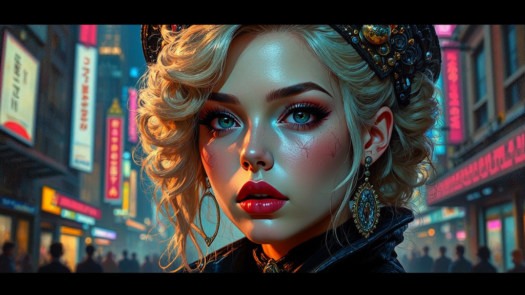 Cyberpunk city character portrait.