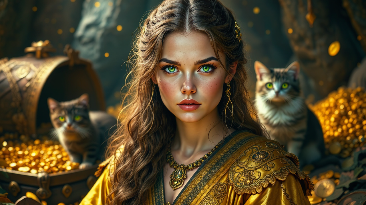Viking woman with treasure