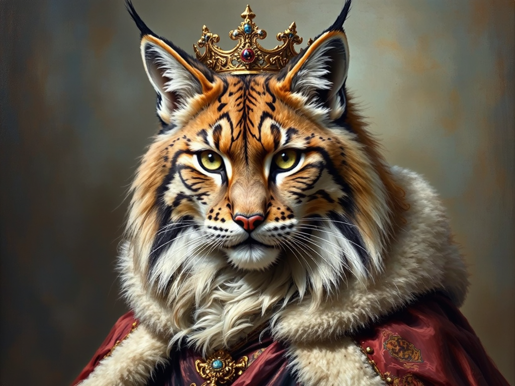 Anthropomorphic lynx in royal