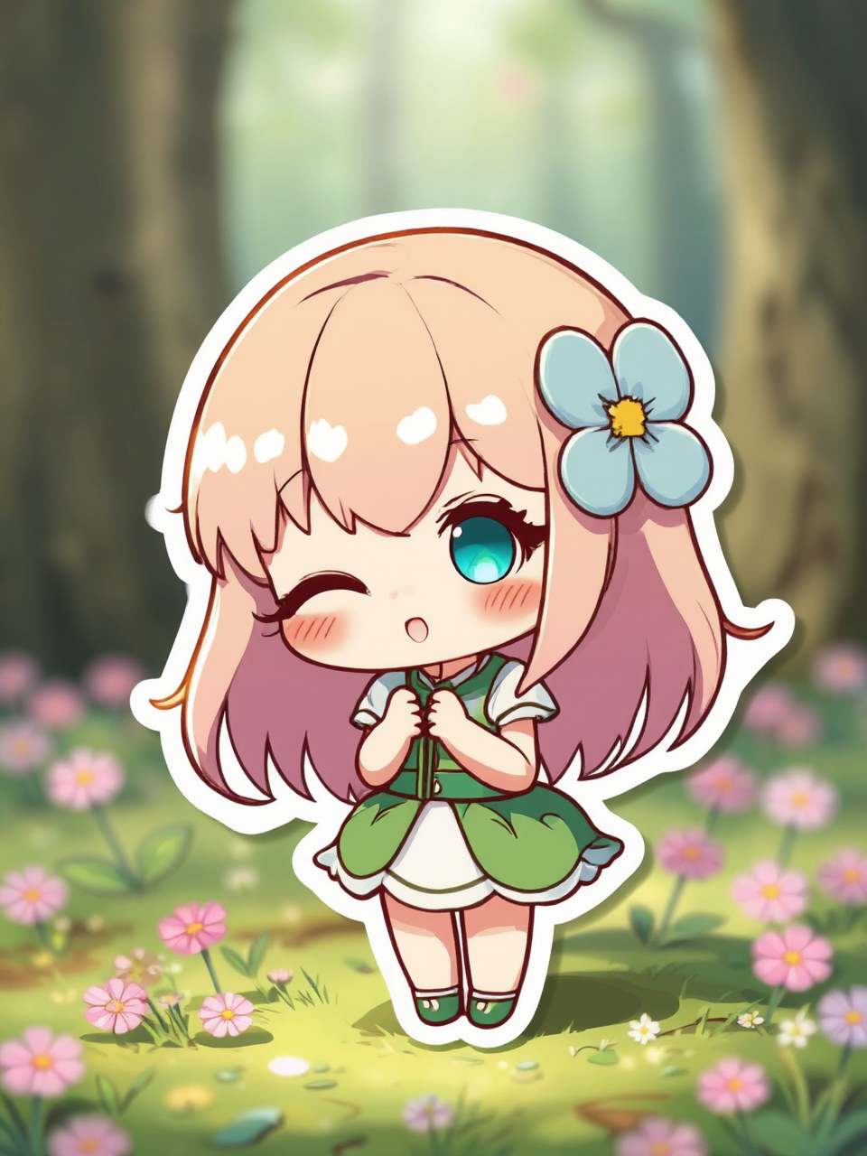 Anime chibi clover sticker