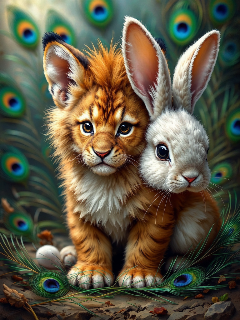 Cute lion-bunny hybrid with