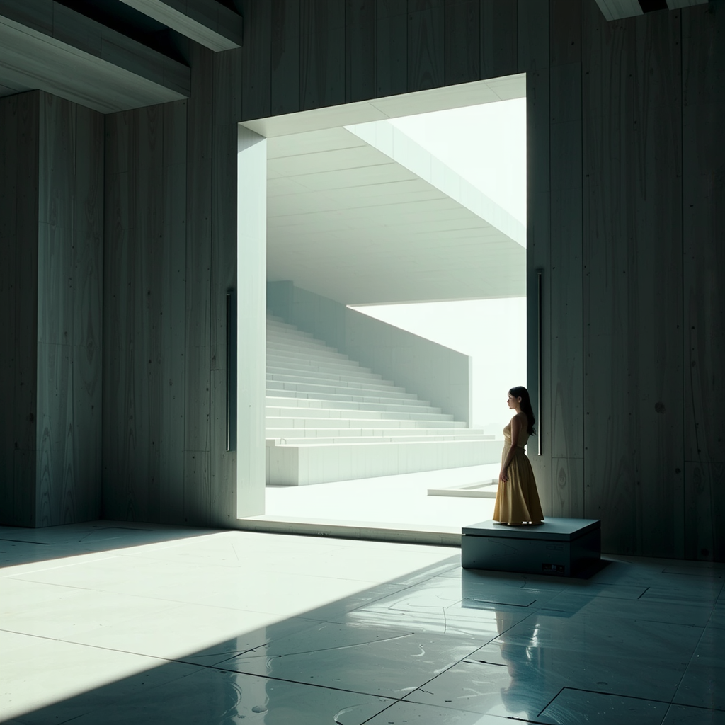 Futuristic brutalist architecture in