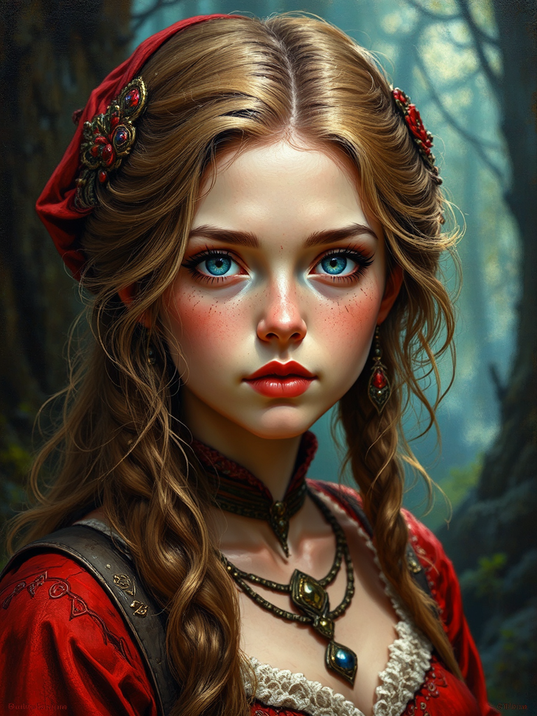 Female minstrel in red