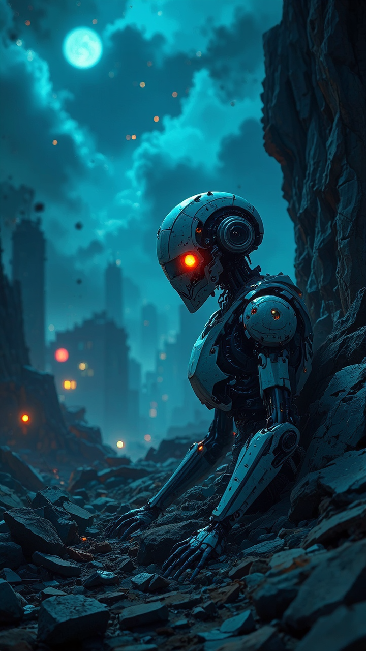 A destroyed cyborg at